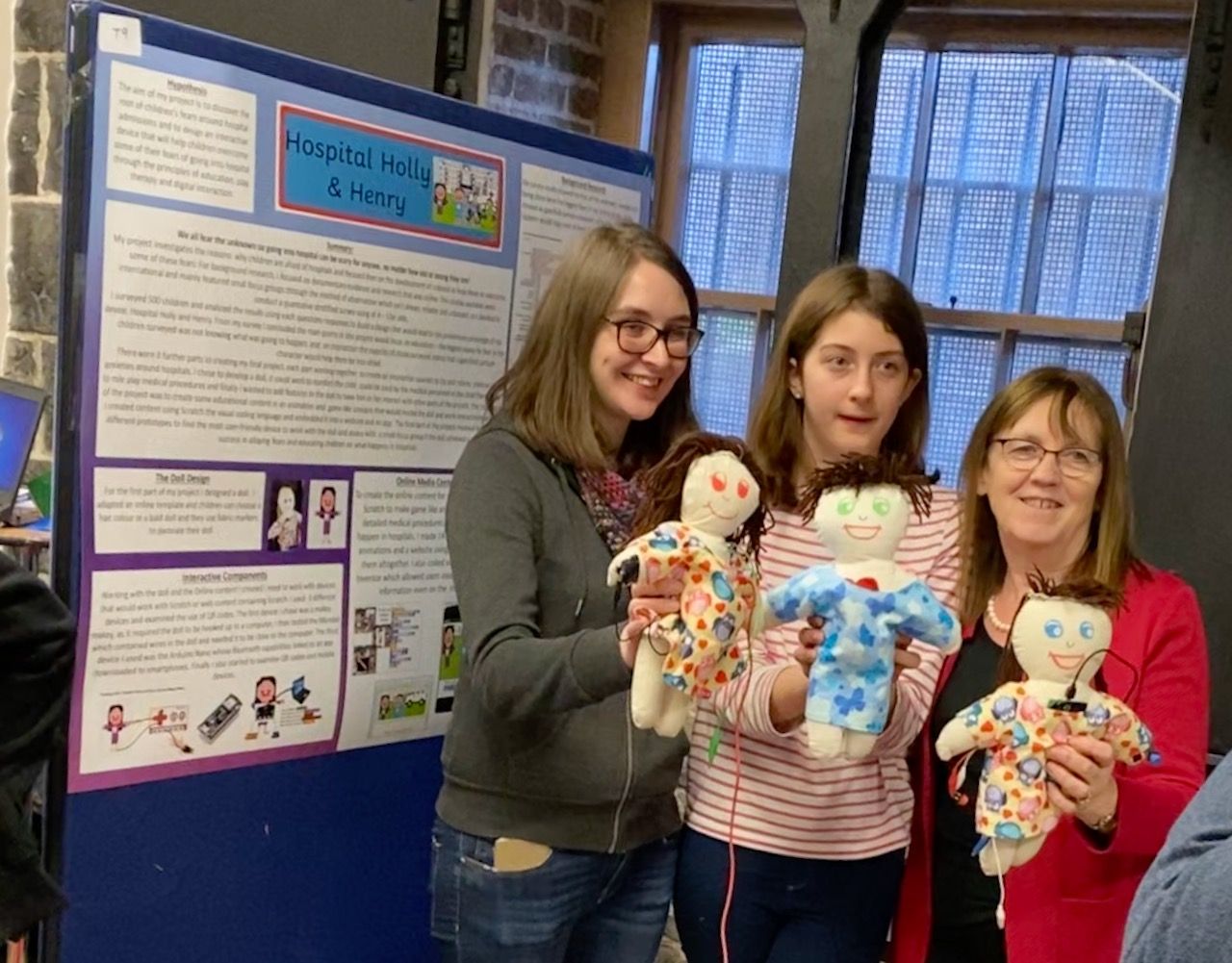 Aoibheann Mangan (centre) pictured with Project Squad mentor Amy and SciFest CEO Sheila Porter